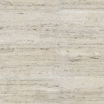Travertine horizontal nonuniform lines of brown, grey, and cream. With a few darker brown small spots